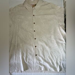 Caribbean VTG 100% silk cream color Button Up Hawaiian Print Shirt 2X
